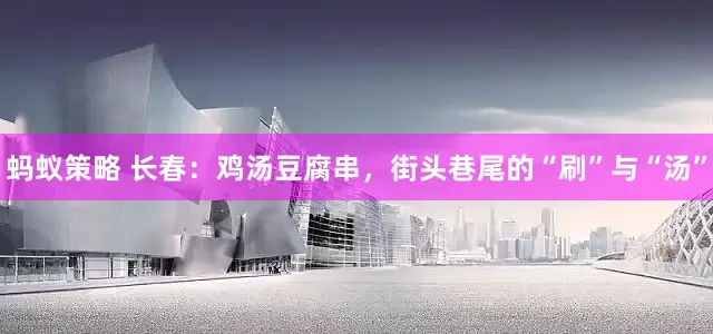 蚂蚁策略 长春：鸡汤豆腐串，街头巷尾的“刷”与“汤”